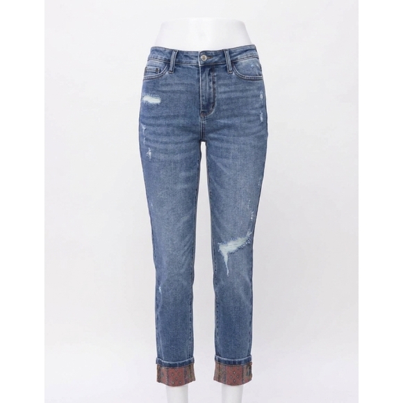 JUDY BLUE Denim - NEW JUDY BLUE paisley boyfriend jean in blue